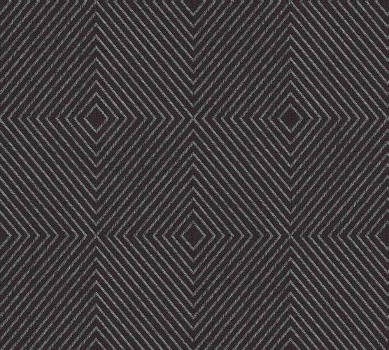 Non-Woven Wallpaper Graphic Rhombuses black grey Gloss
