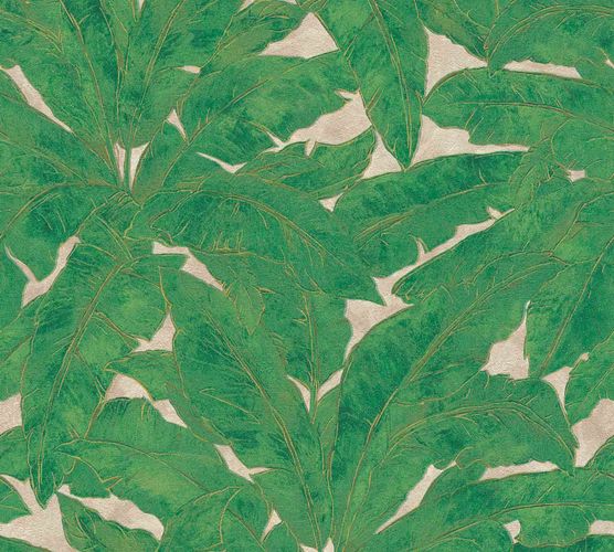 Non-Woven Wallpaper Leaves green gold Gloss 36927-3