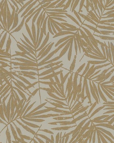 Non-Woven Wallpaper leaves brown grey gold metallic 31316