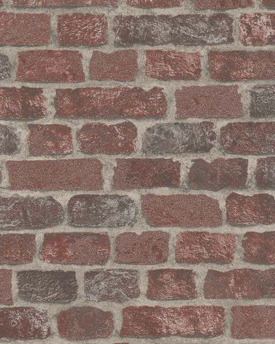 Non-woven Wallpaper Brick 3D Granulate red brown 58408