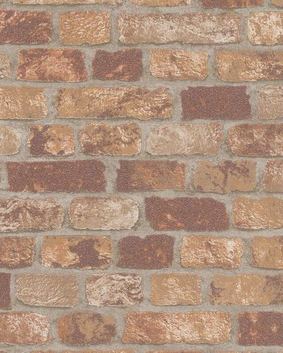 Non-Woven Wallpaper brick 3D granules brown red 58409