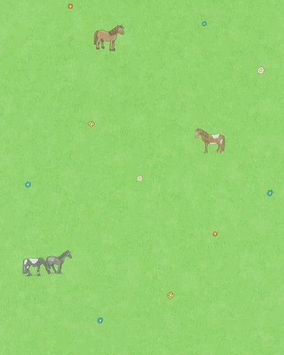 Image Kids Wallpaper Pony Farm green brown 31113
