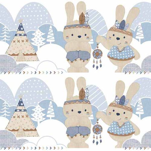 Kids Border indiana bunnies white blue Babylandia 005496