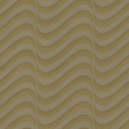 Non-Woven Wallpaper Graphic Waves silver brown Gloss 77806