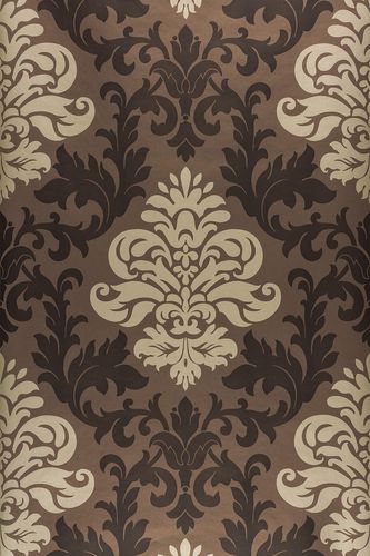 Wallpaper Baroque Ornaments Rasch Glossy brown 156645