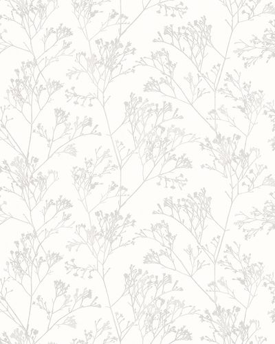 Non-Woven Wallpaper Floral Herbs white grey Gloss 6740-10