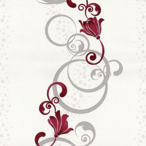 Non-Woven Wallpaper Floral Circle white red Gloss 13287-20