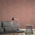 Non-Woven Fern Leaves Floral salmon-red grey 37335-4 6