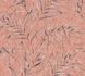 Non-Woven Fern Leaves Floral salmon-red grey 37335-4 1