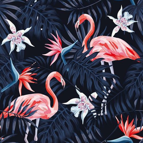 Photo Wallpaper Digital Floral Flamingo black DD116613