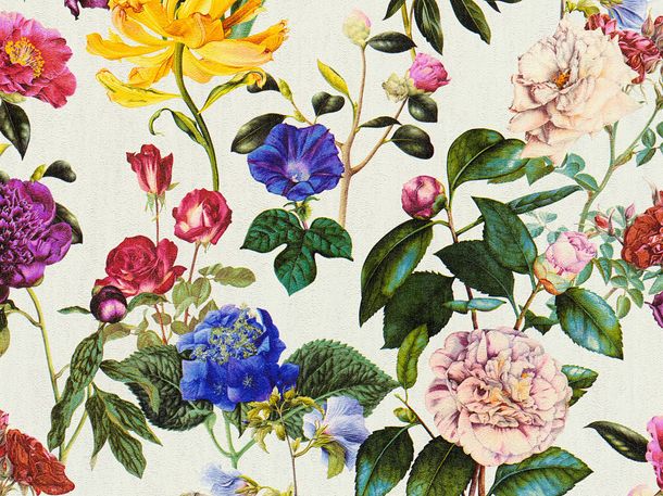 Non-Woven Wallpaper Jette Flowers cream green 37336-1 