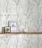 Non-Woven Wallpaper Branches white grey silver metallic 6