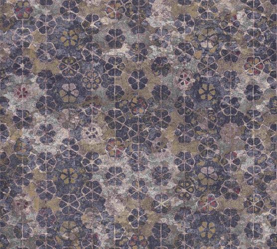 Non-woven wallpaper vintage tiles purple cream 37391-4