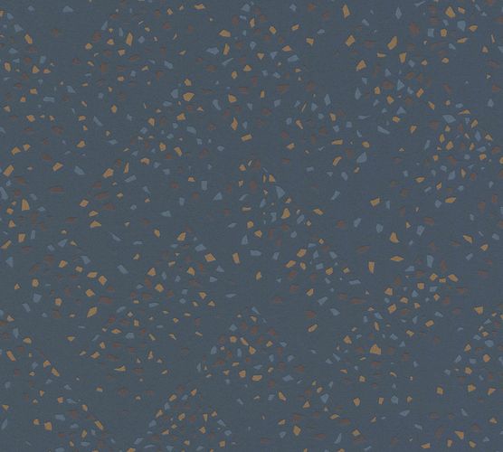 Non-woven wallpaper rhombuses turquoise brown 37394-1
