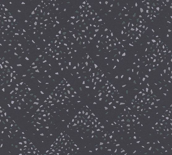 Non-woven wallpaper rhombuses black silver green 37394-5