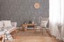 Non-woven wallpaper leaves grey black 37396-1 5