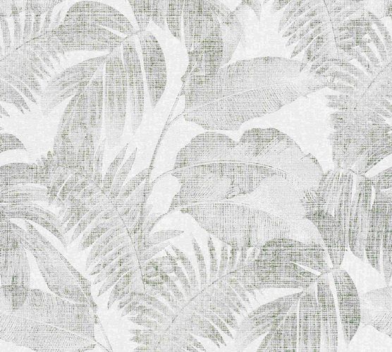 Non-woven wallpaper leaves cream green 37396-4
