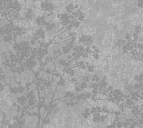 Non-woven wallpaper blossom twigs grey anthracite 37397-1