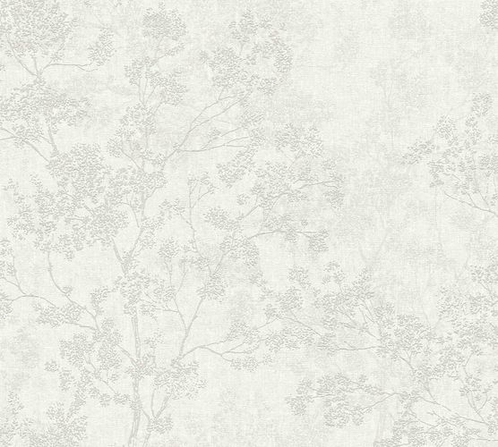 Non-woven wallpaper blossom twigs cream grey 37397-2