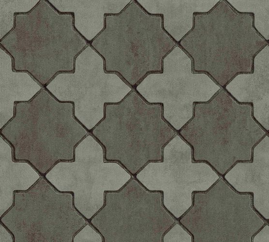 Non-woven wallpaper tile look grey black 37421-3