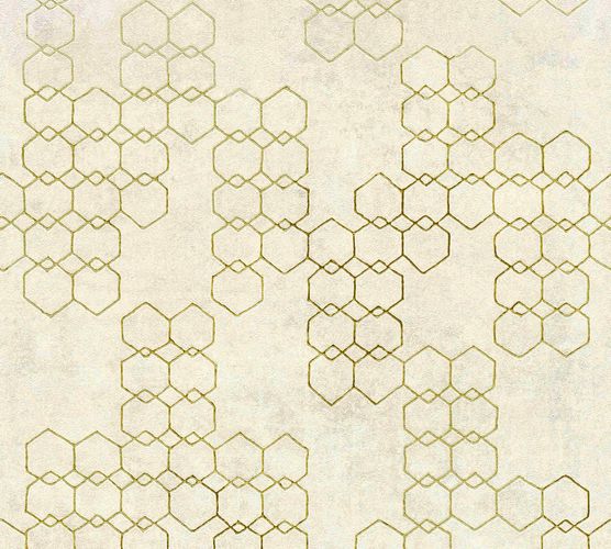 Non-woven wallpaper graphic creambeige grey gold 37424-2