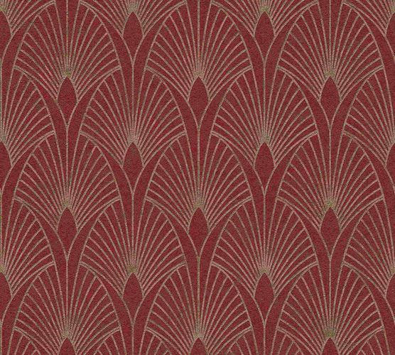 Non-woven wallpaper art deco red gold metallic 37427-4