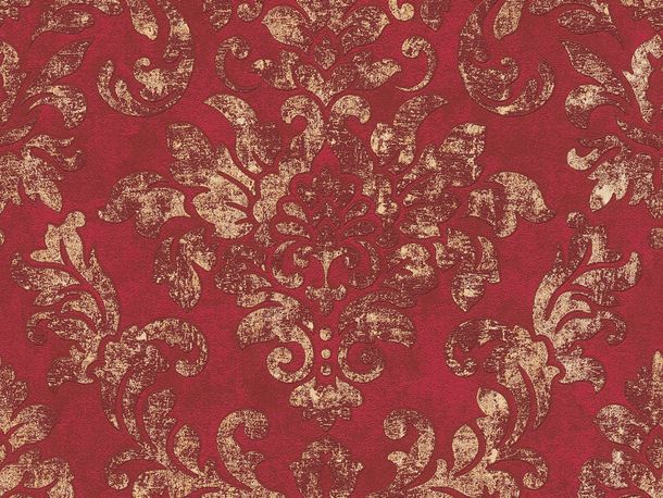 Non-woven wallpaper baroque red brown gold 37413-1