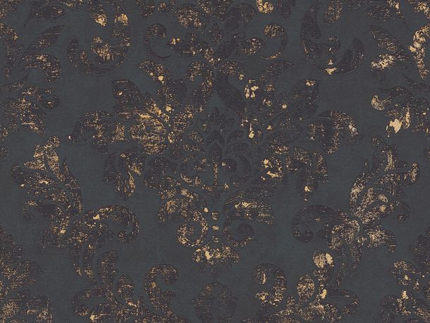 Non-woven wallpaper baroque black gold 37413-2