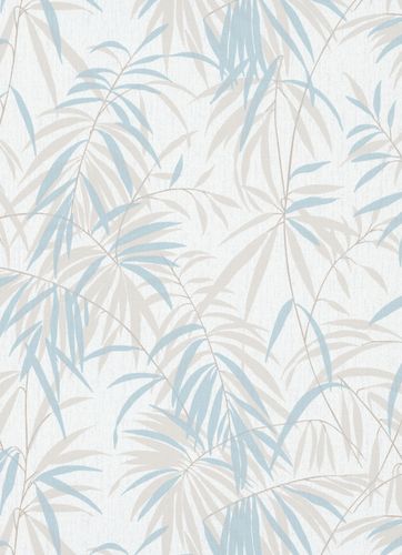 Wallpaper fern white beige blau 10067-18