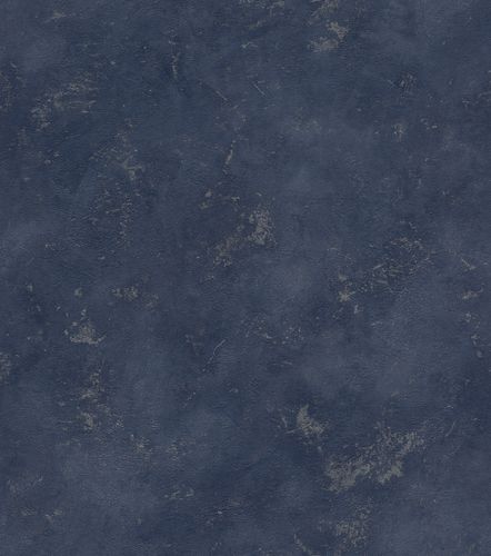 Wallpaper non-woven mottled plain blue silver 417142