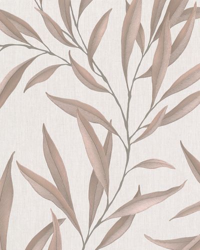 Non-Woven Wallpaper Leaves Floral beige brown 32203