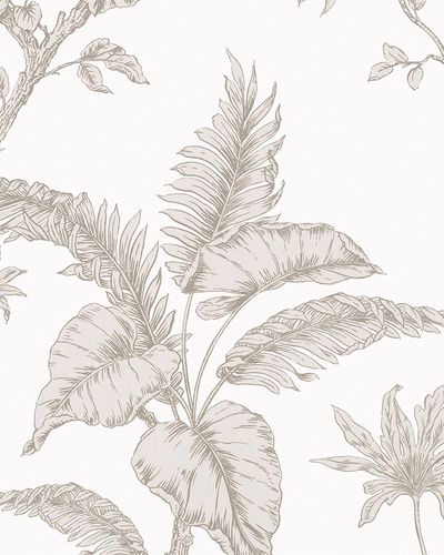 Non-woven wallpaper botanical white beige 31845
