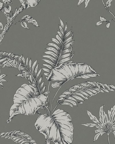 Non-woven wallpaper botanical anthracite 31847