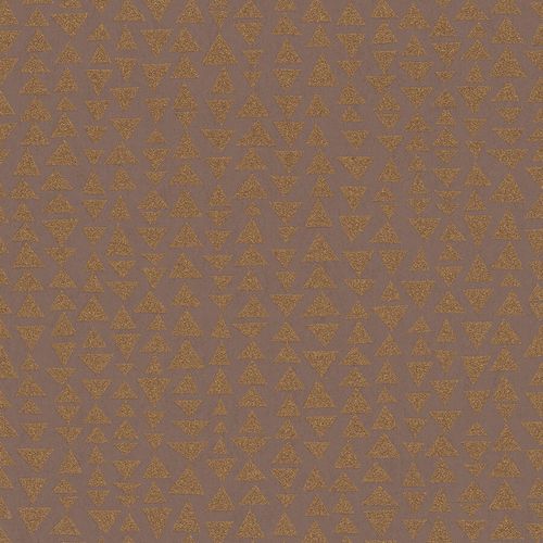Non-Woven Wallpaper Triangles red brown metallic 84863