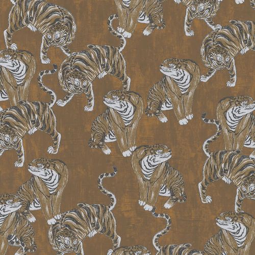 Non-Woven Wallpaper Tiger brown white metallic 84867
