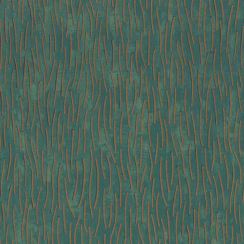 Non-Woven Wallpaper Strokes green brown metallic 84871
