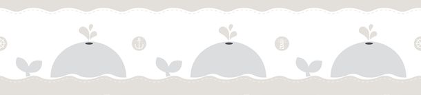 Kids self-adhesive border whales white light brown 102433