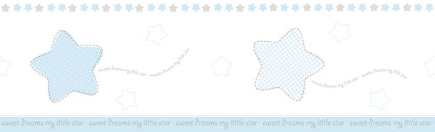 Kids self-adhesive border star white blue 102441