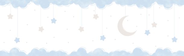 Kids self-adhesive border crescent blue white 102411