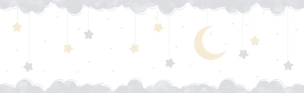 Kids self-adhesive border crescent grey white 102413