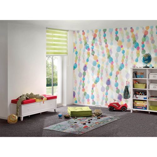 Photo Non-Woven Wallpaper Bubbles Circles blue green