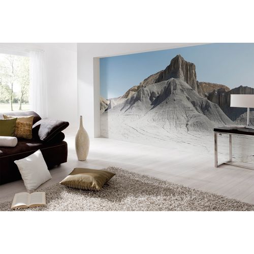 Photo Non-Woven Wallpaper Mountains Rocks blue grey