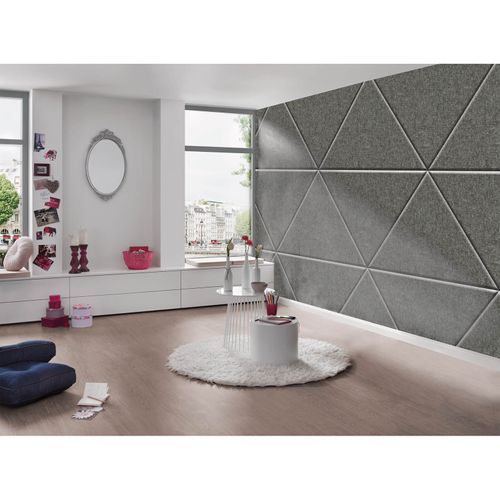 Photo Non-Woven Wallpaper Triangles Felt grey