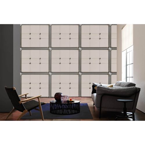 Photo Non-Woven Wallpaper Tile Mirror cream grey