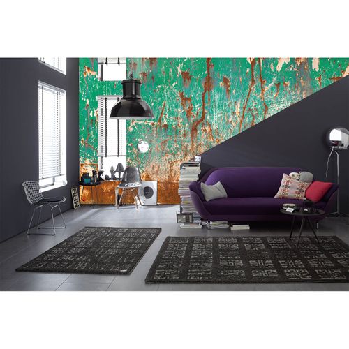 Photo Non-Woven Wallpaper Rust Metal brown cream green