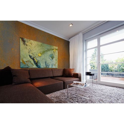 Photo Non-Woven Wallpaper Rust Metal brown grey orange