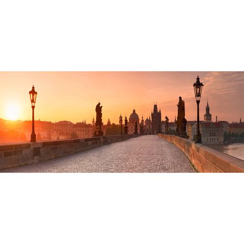 Photo Non-Woven Wallpaper Bridge Sun brown red