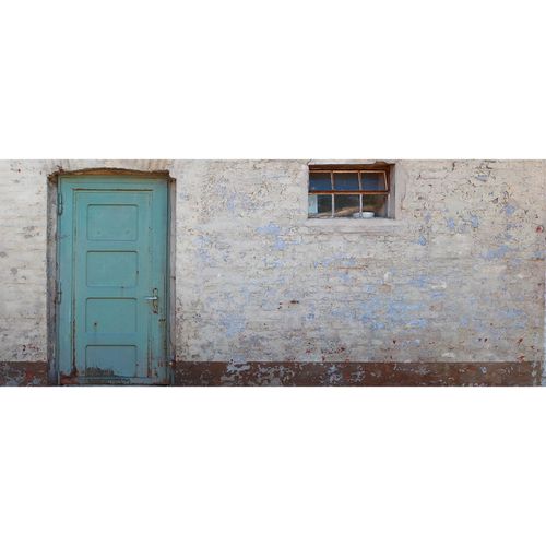 Photo Non-Woven Wallpaper Brick Stone Door blue brown