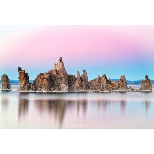 Photo Non-Woven Wallpaper Rocks Water blue brown rose