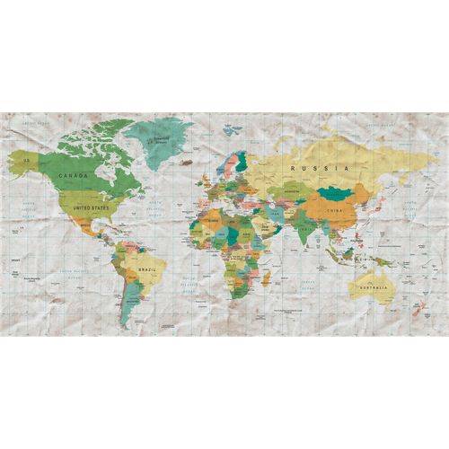 Photo Wallpaper Old World Map yellow grey green